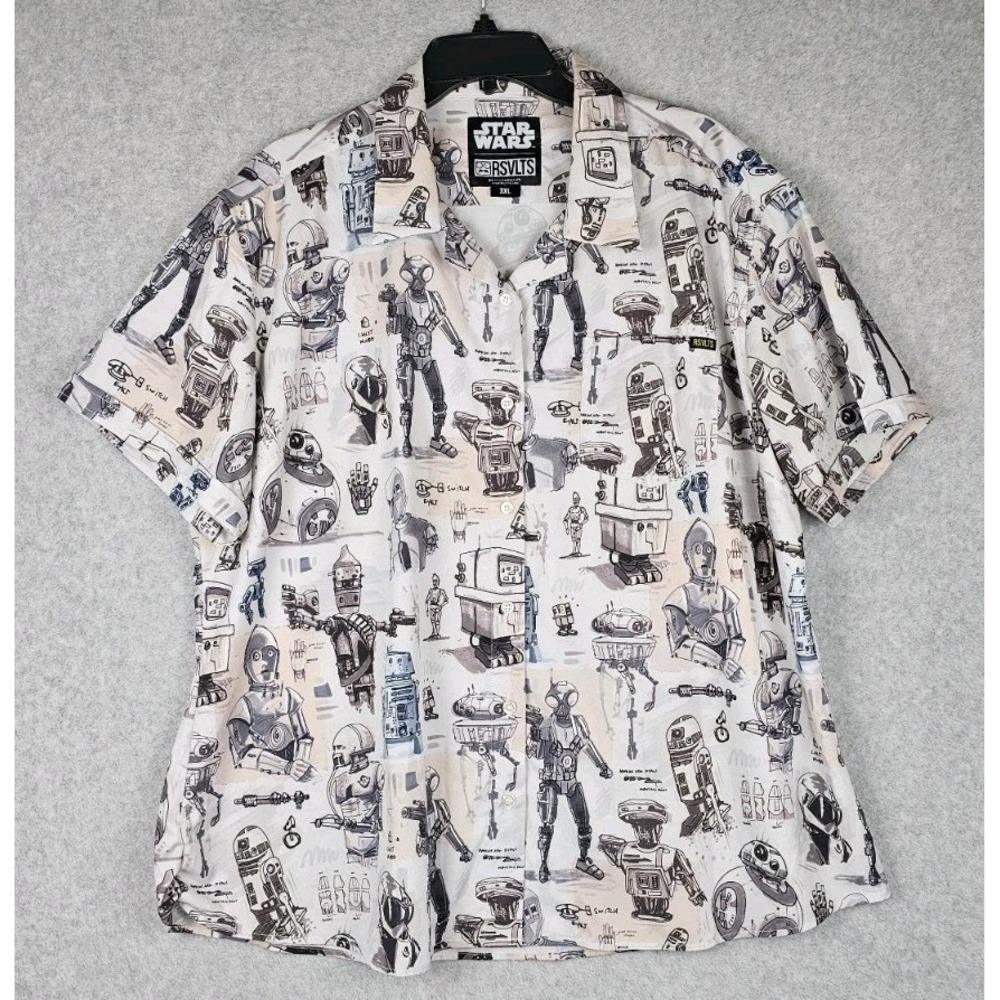 RSVLTS Womens Shirt 3XL Star Wars "Droid Drawings" Kunuflex Short Sleeve